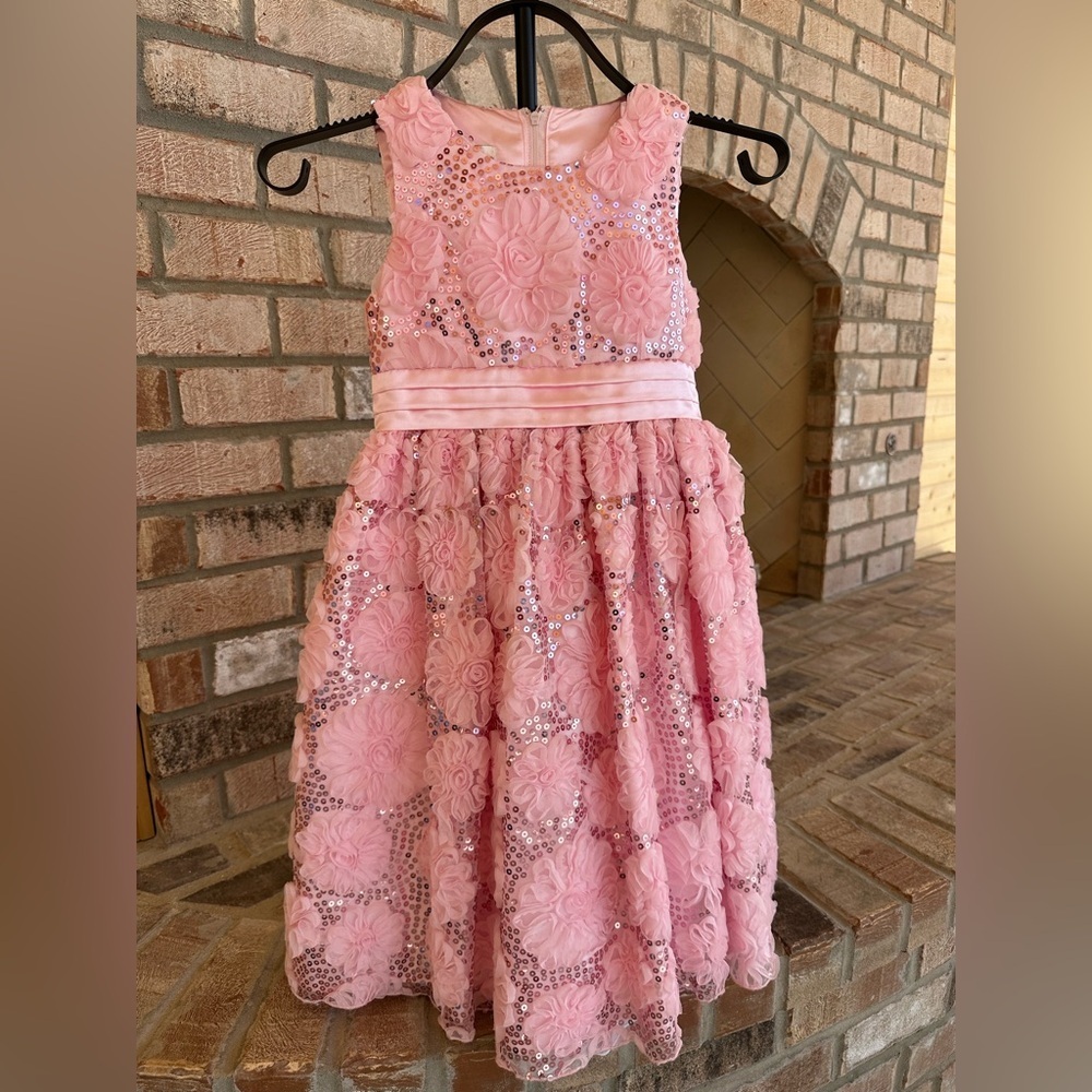 American Princess. Pink Sequin Floral Dress